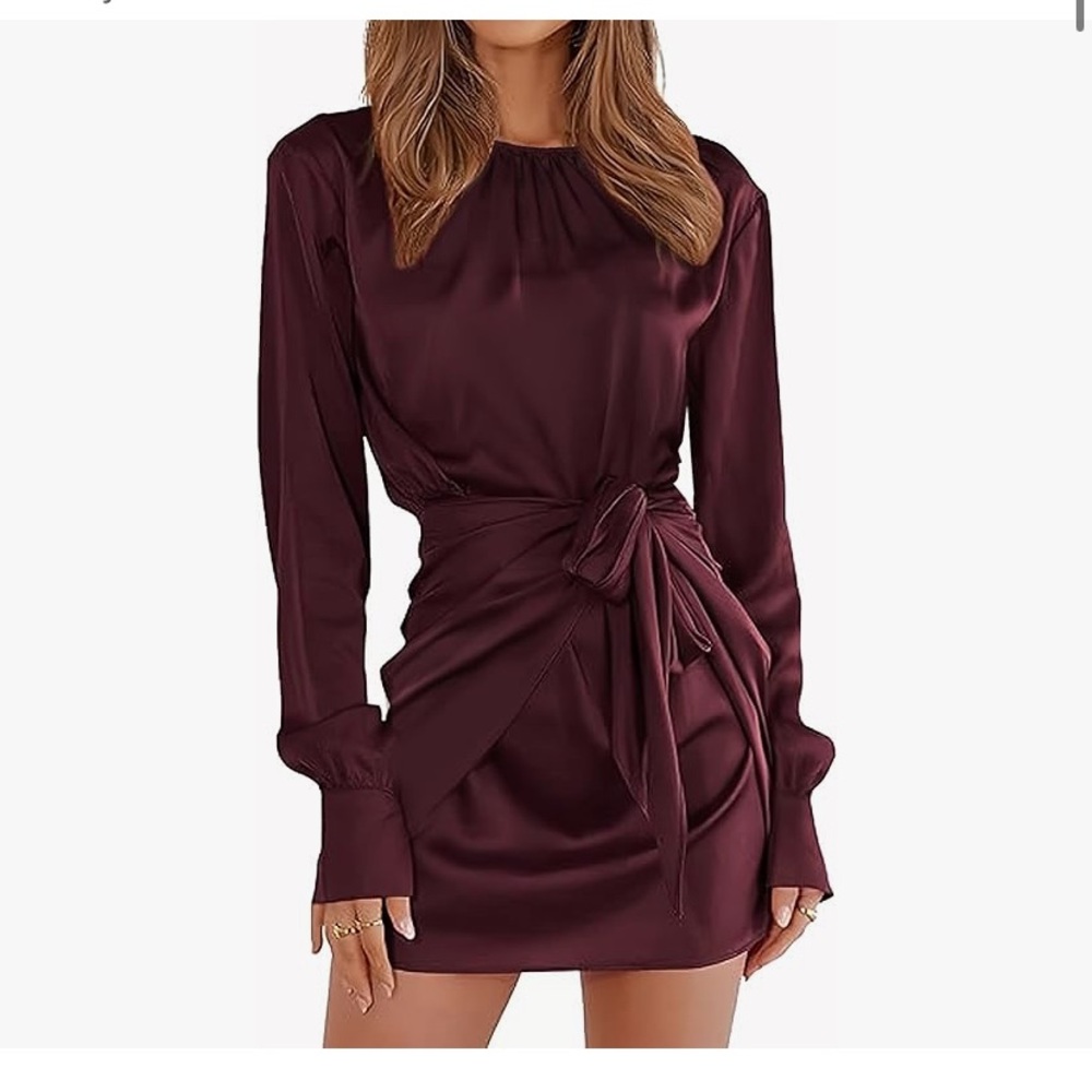 Women's Satin Tie Waist Mini Dress - size S - like new condition